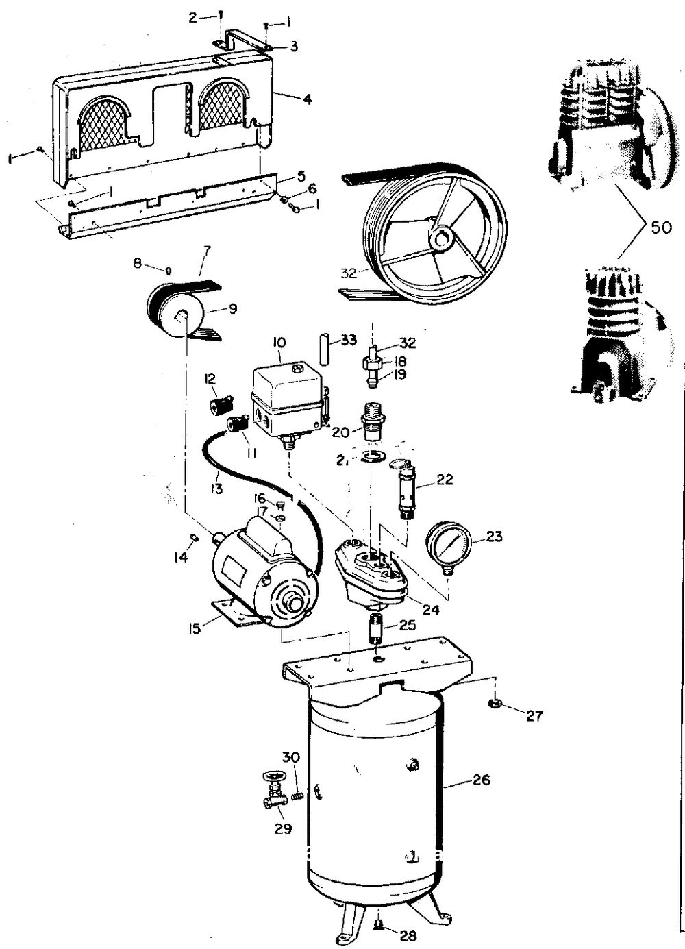 Air-Compressor Parts Diagram and Parts List for VT3168  Campbell Hausfeld Compressor